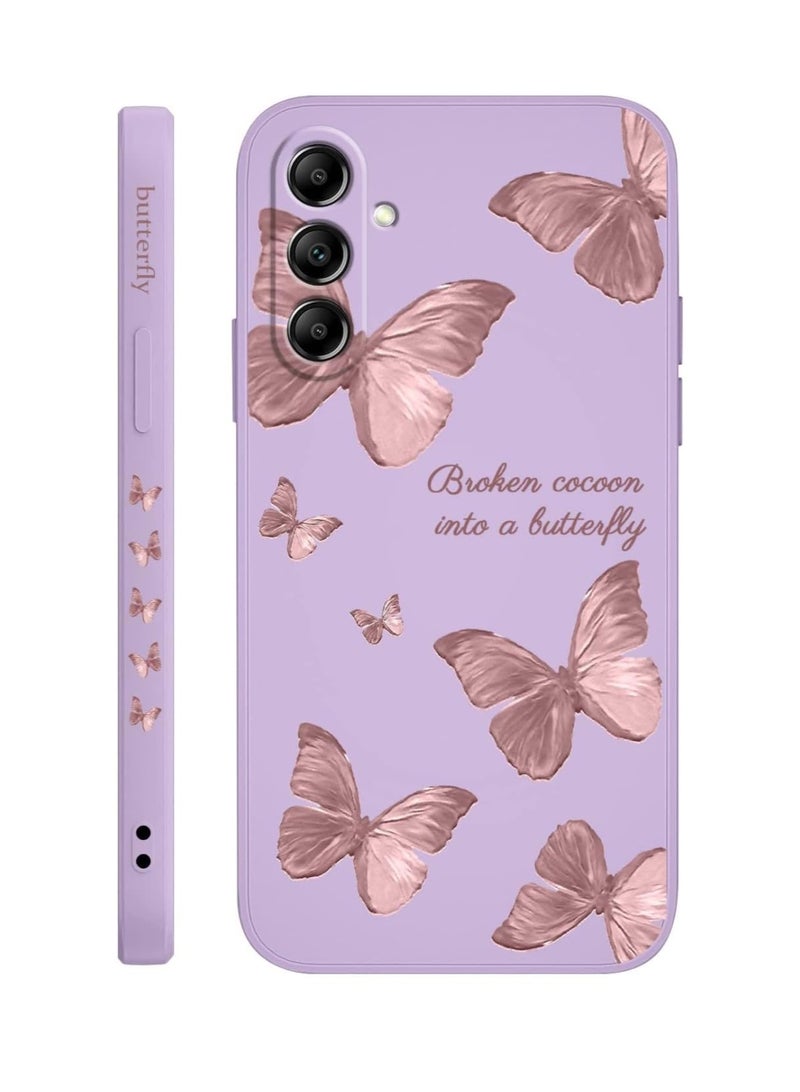 Fekra Red Butterfly Soft TPU Case For Samsung Galaxy M55 5G  Shockproof Silicone Cover (purple, Samsung Galaxy M55 5G ) - Image 1